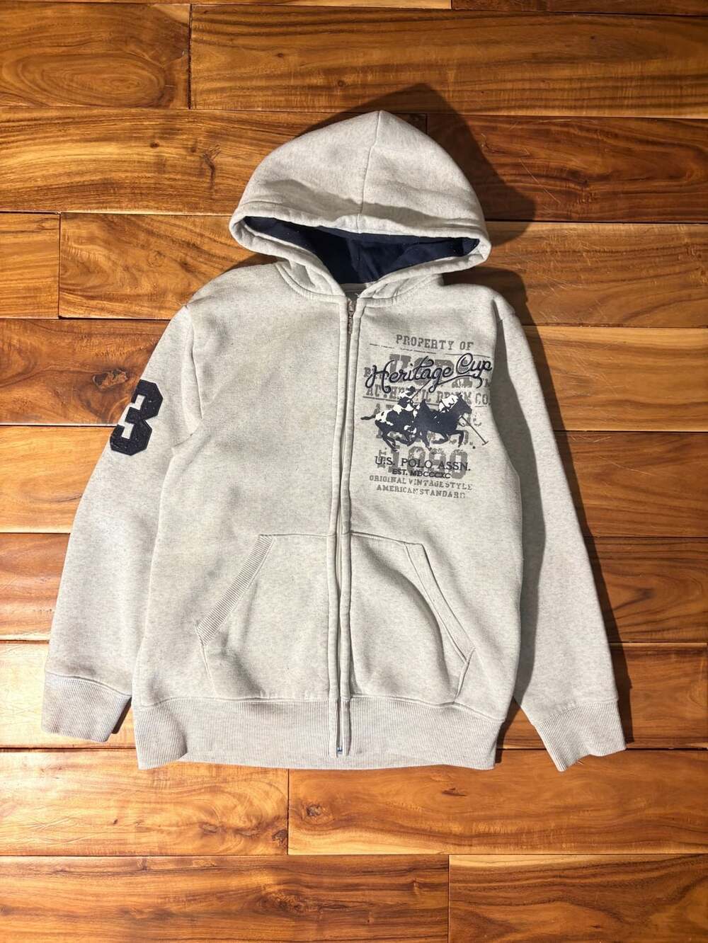 U.S. Polo Assn. Heritage Cup Full-Zip Hoodie Grey Size 10/12